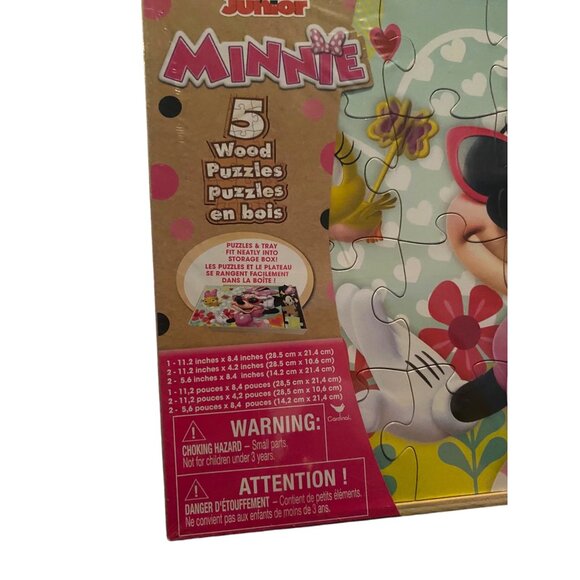 Disney Junior Minnie 5 Wood Puzzles Set Kids Fun Entertainment Colorful Mouse - Picture 3 of 3